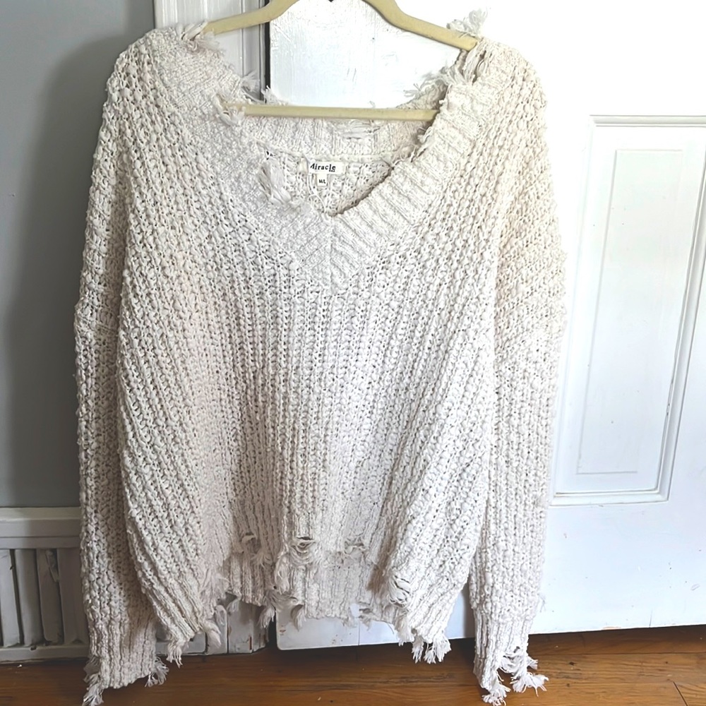 knitted white women’s sweater